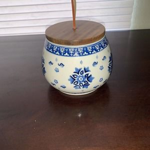 Opalhouse Small Ceramic Canister Stoneware Flower Floral